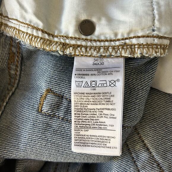 Gap Jeans Mens 34x30 Blue Distressed Baggy Denim NWT Straight Leg Medium Wash - Picture 10 of 10